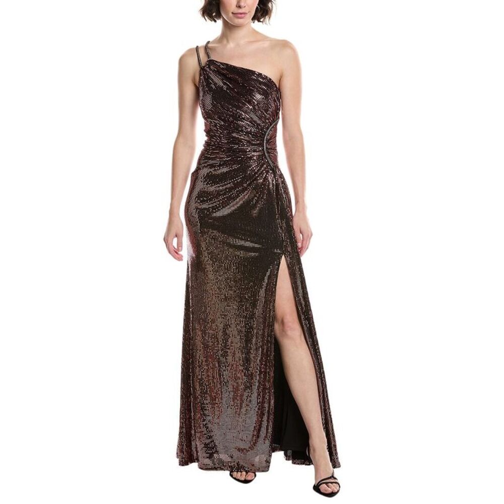 Theia Womens  Roxanne One-Shoulder Gown, Pink